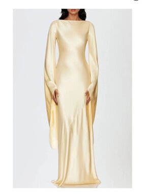 NWOT Innovare denim Durante butter yellow long bell sleeve satin maxi dress